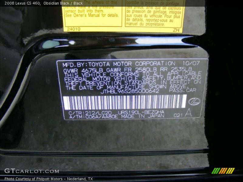 Obsidian Black / Black 2008 Lexus GS 460