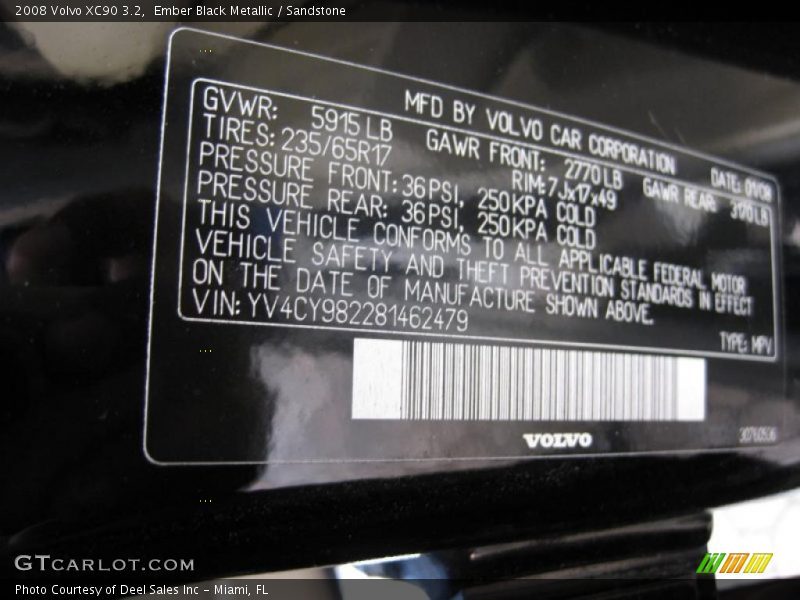 Ember Black Metallic / Sandstone 2008 Volvo XC90 3.2