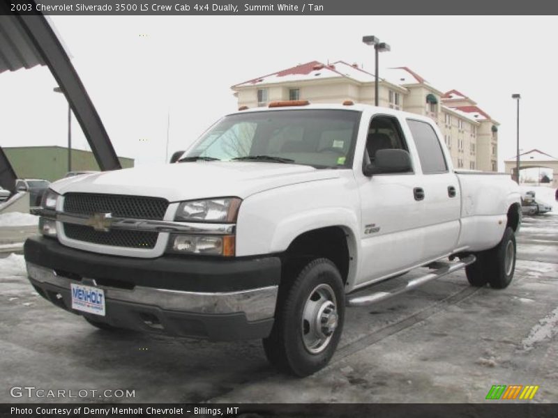 Summit White / Tan 2003 Chevrolet Silverado 3500 LS Crew Cab 4x4 Dually