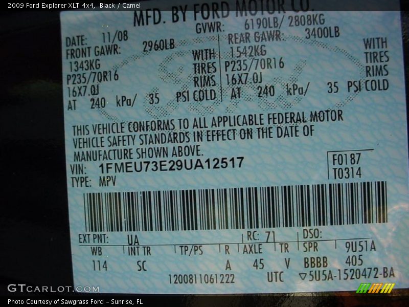 Black / Camel 2009 Ford Explorer XLT 4x4