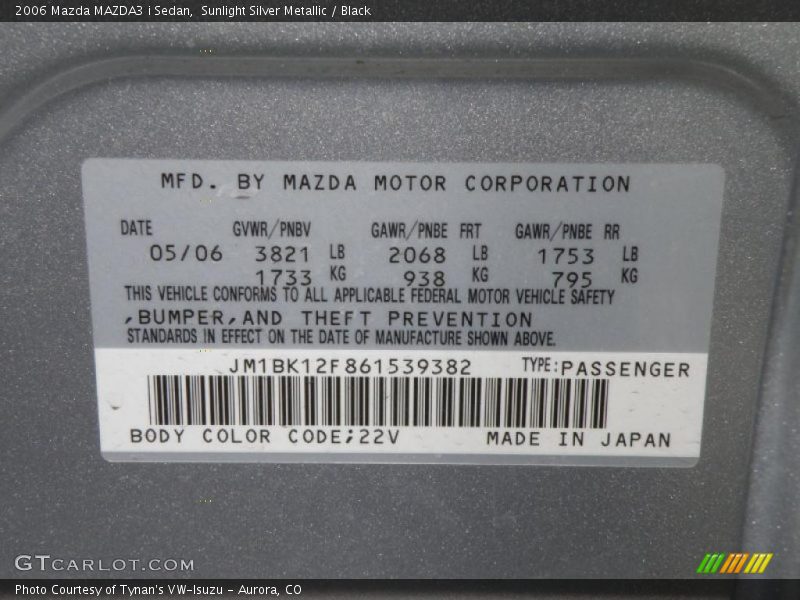 Sunlight Silver Metallic / Black 2006 Mazda MAZDA3 i Sedan