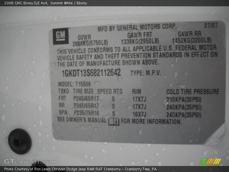 Summit White / Ebony 2008 GMC Envoy SLE 4x4