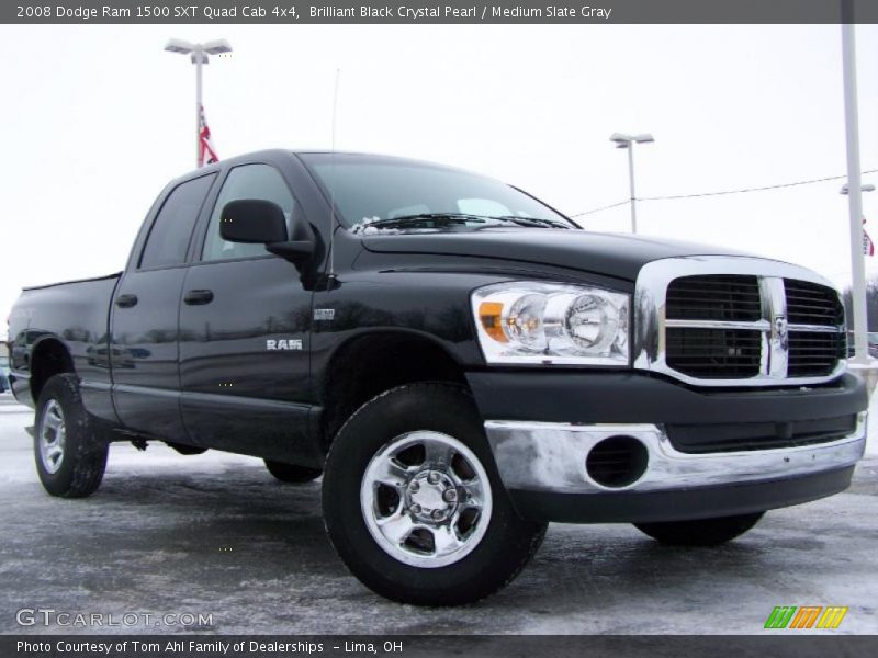 Brilliant Black Crystal Pearl / Medium Slate Gray 2008 Dodge Ram 1500 SXT Quad Cab 4x4