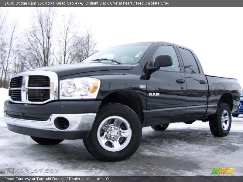 Brilliant Black Crystal Pearl / Medium Slate Gray 2008 Dodge Ram 1500 SXT Quad Cab 4x4