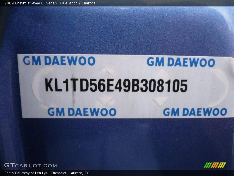 Blue Moon / Charcoal 2009 Chevrolet Aveo LT Sedan