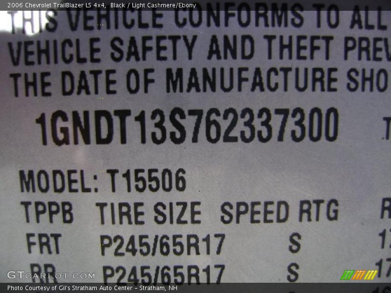 Black / Light Cashmere/Ebony 2006 Chevrolet TrailBlazer LS 4x4
