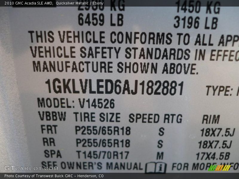 Quicksilver Metallic / Ebony 2010 GMC Acadia SLE AWD