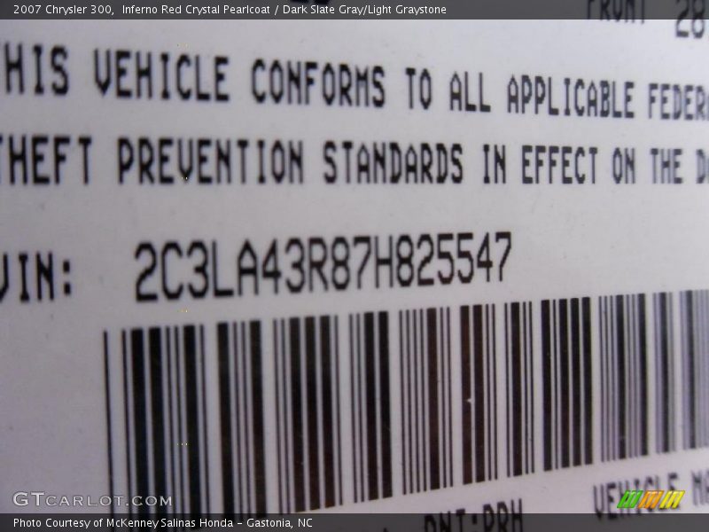 Inferno Red Crystal Pearlcoat / Dark Slate Gray/Light Graystone 2007 Chrysler 300