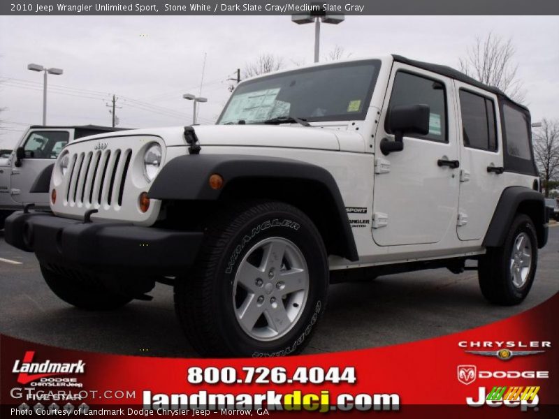 Stone White / Dark Slate Gray/Medium Slate Gray 2010 Jeep Wrangler Unlimited Sport