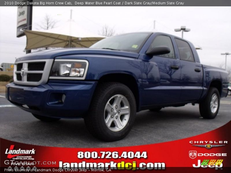 Deep Water Blue Pearl Coat / Dark Slate Gray/Medium Slate Gray 2010 Dodge Dakota Big Horn Crew Cab