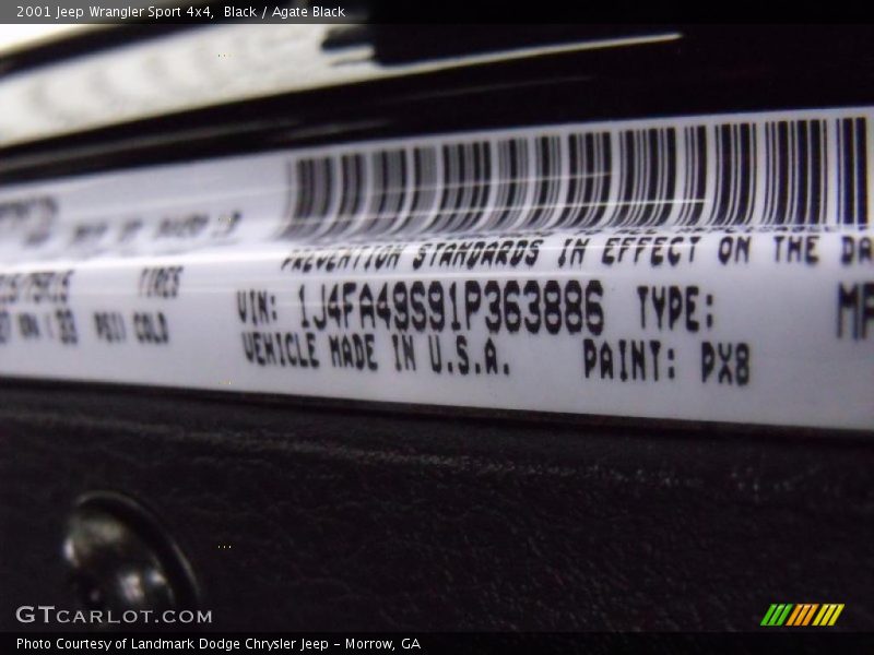 Black / Agate Black 2001 Jeep Wrangler Sport 4x4