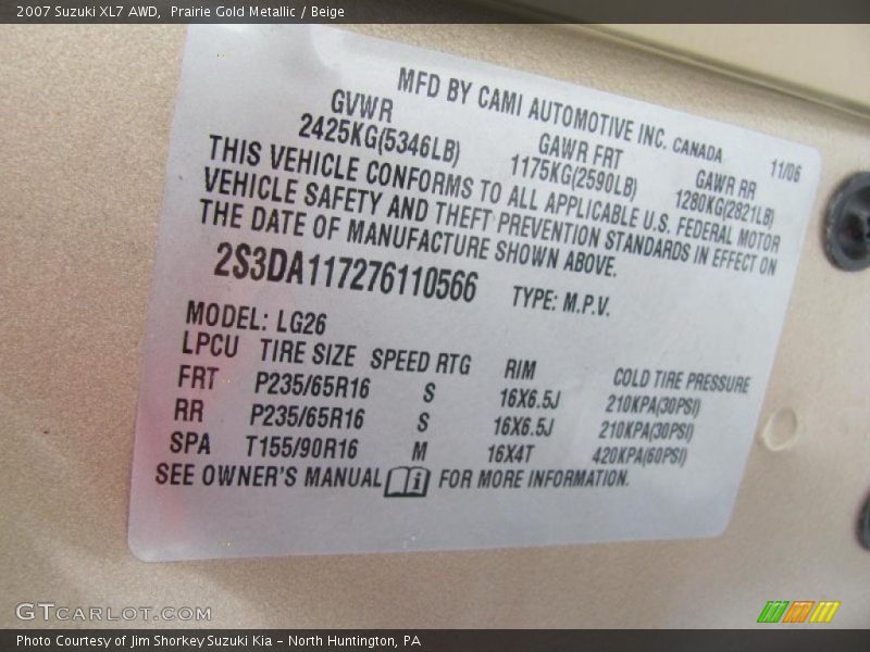 Prairie Gold Metallic / Beige 2007 Suzuki XL7 AWD