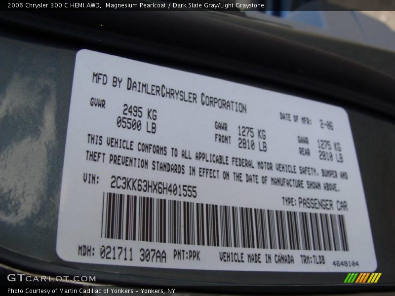 Magnesium Pearlcoat / Dark Slate Gray/Light Graystone 2006 Chrysler 300 C HEMI AWD