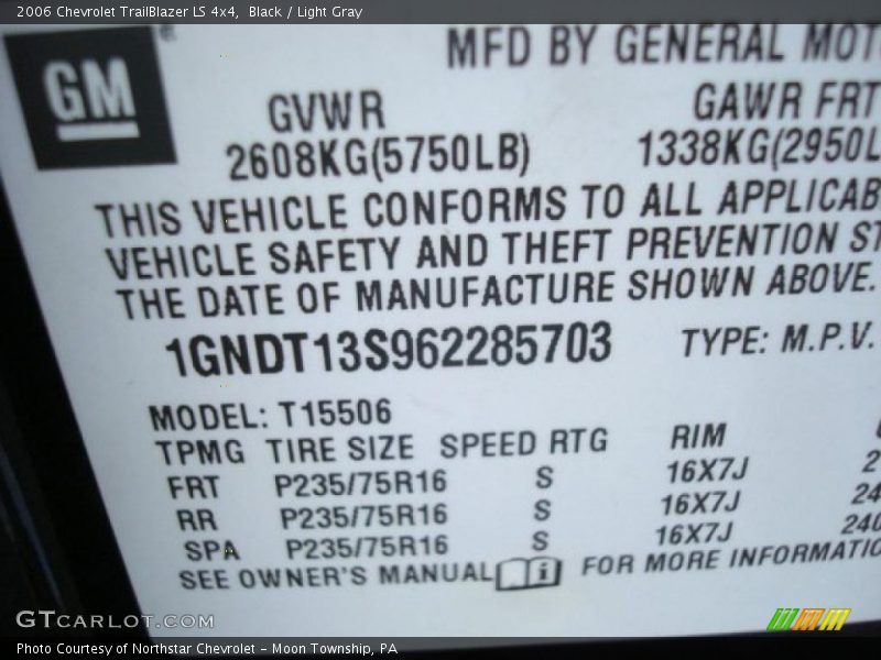 Black / Light Gray 2006 Chevrolet TrailBlazer LS 4x4