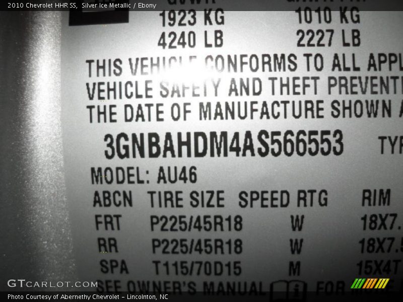 Silver Ice Metallic / Ebony 2010 Chevrolet HHR SS