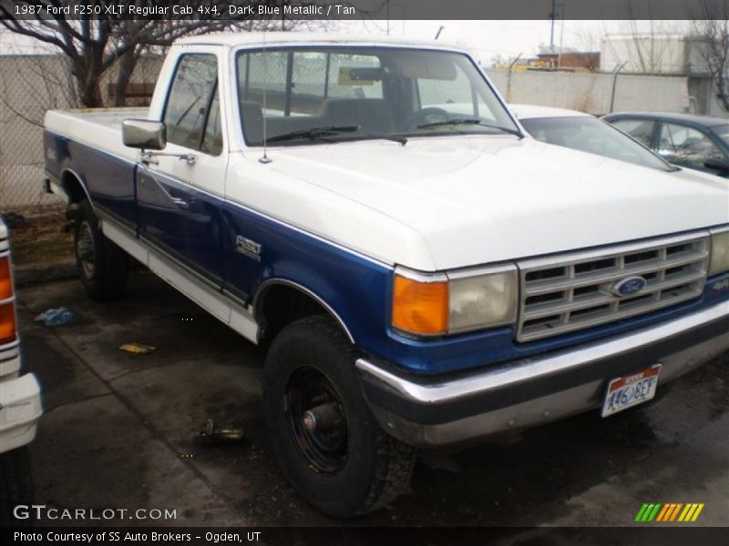 Dark Blue Metallic / Tan 1987 Ford F250 XLT Regular Cab 4x4