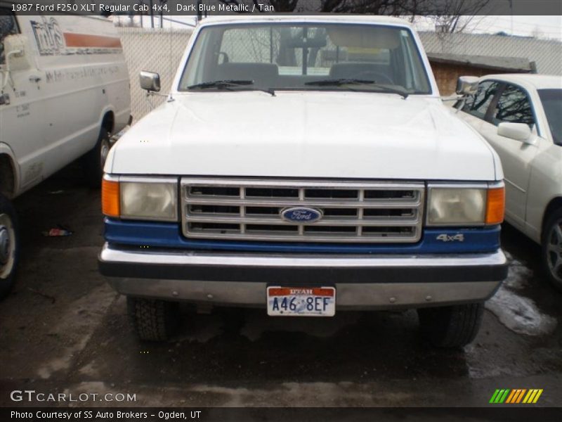 Dark Blue Metallic / Tan 1987 Ford F250 XLT Regular Cab 4x4