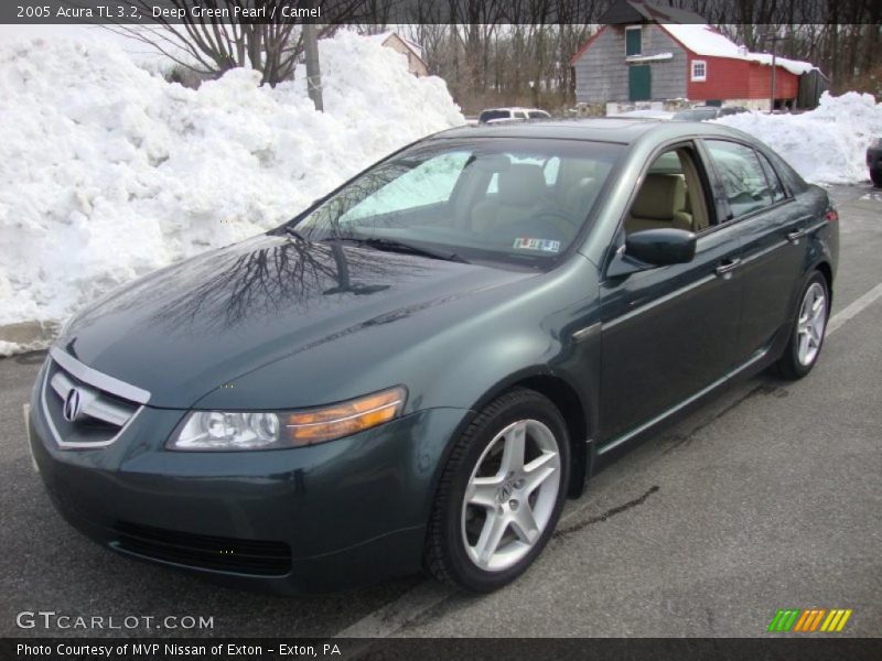 Deep Green Pearl / Camel 2005 Acura TL 3.2