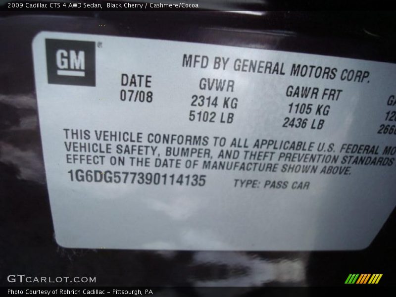 Black Cherry / Cashmere/Cocoa 2009 Cadillac CTS 4 AWD Sedan