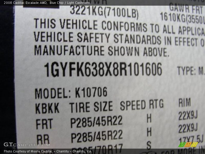 Blue Chip / Light Cashmere 2008 Cadillac Escalade AWD