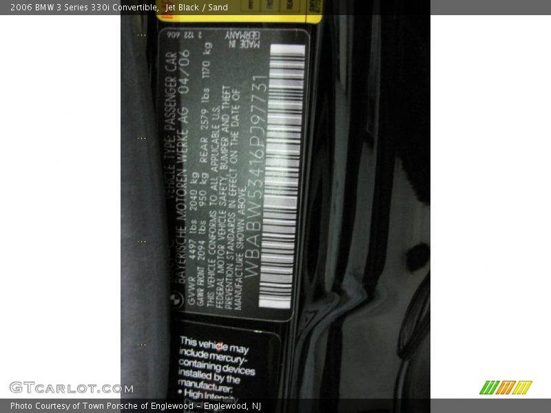 Jet Black / Sand 2006 BMW 3 Series 330i Convertible