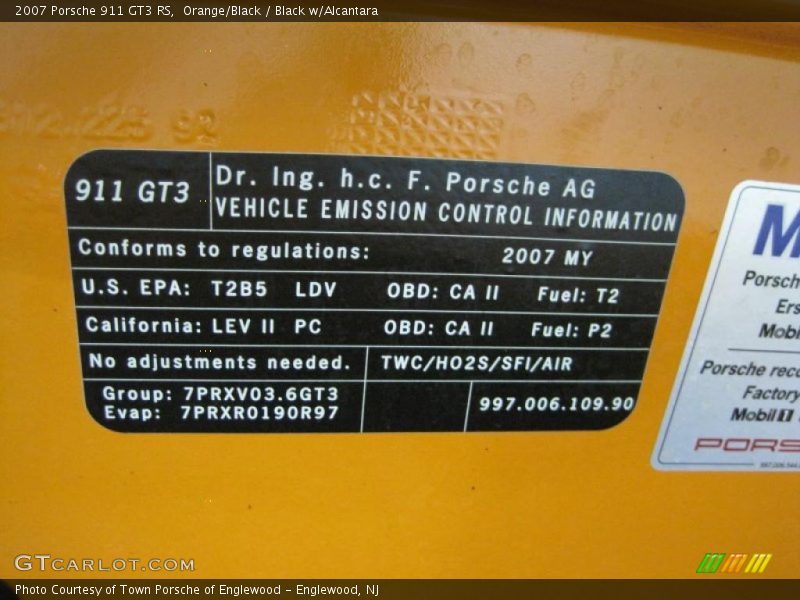 Orange/Black / Black w/Alcantara 2007 Porsche 911 GT3 RS