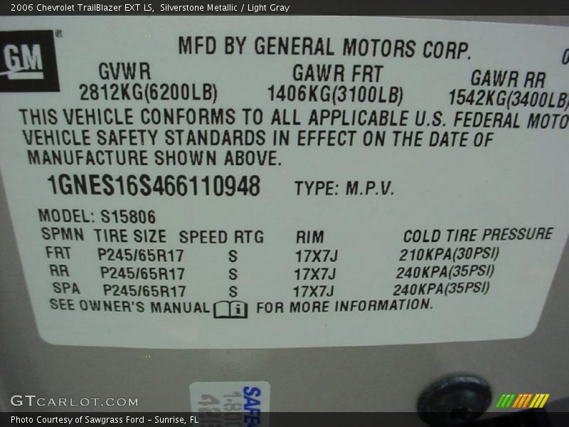 Silverstone Metallic / Light Gray 2006 Chevrolet TrailBlazer EXT LS