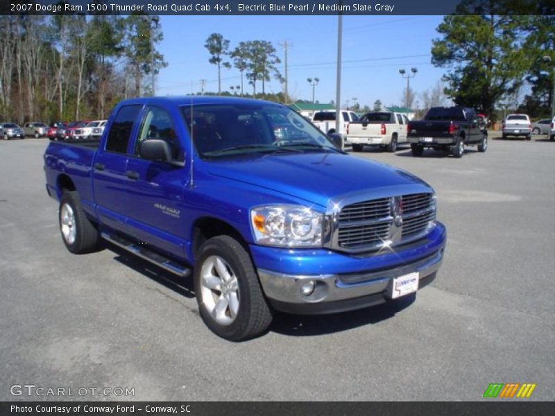 Electric Blue Pearl / Medium Slate Gray 2007 Dodge Ram 1500 Thunder Road Quad Cab 4x4
