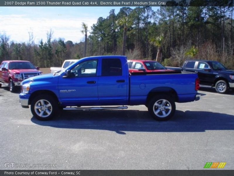 Electric Blue Pearl / Medium Slate Gray 2007 Dodge Ram 1500 Thunder Road Quad Cab 4x4
