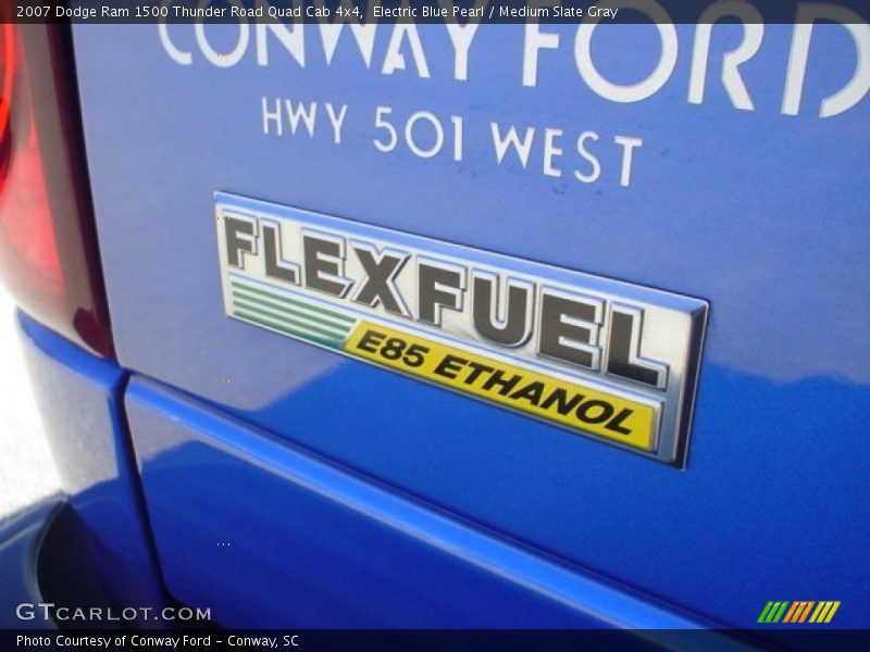 Electric Blue Pearl / Medium Slate Gray 2007 Dodge Ram 1500 Thunder Road Quad Cab 4x4