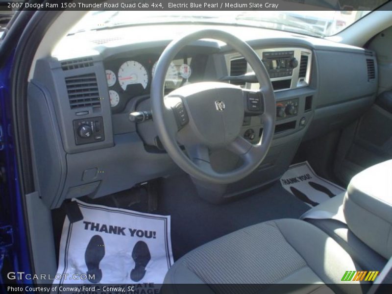 Electric Blue Pearl / Medium Slate Gray 2007 Dodge Ram 1500 Thunder Road Quad Cab 4x4