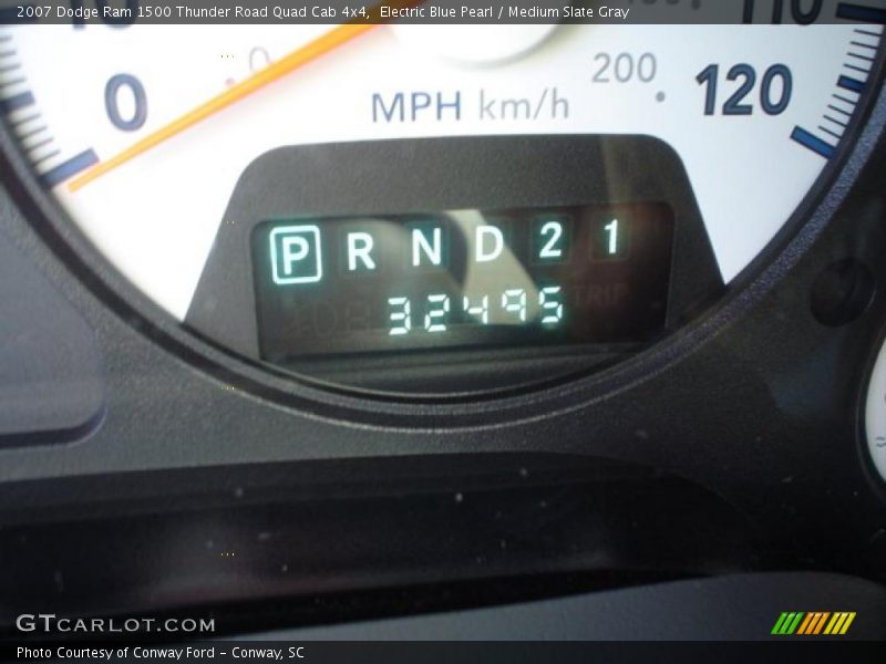 Electric Blue Pearl / Medium Slate Gray 2007 Dodge Ram 1500 Thunder Road Quad Cab 4x4