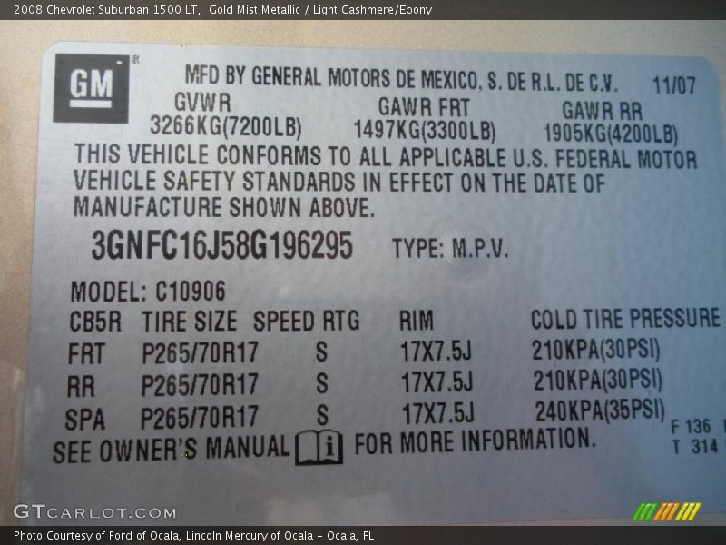 Gold Mist Metallic / Light Cashmere/Ebony 2008 Chevrolet Suburban 1500 LT