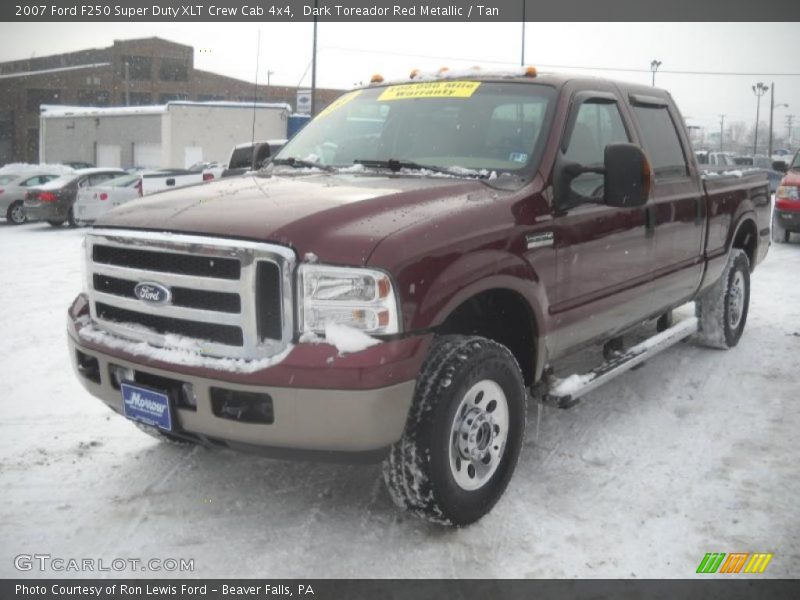 Dark Toreador Red Metallic / Tan 2007 Ford F250 Super Duty XLT Crew Cab 4x4