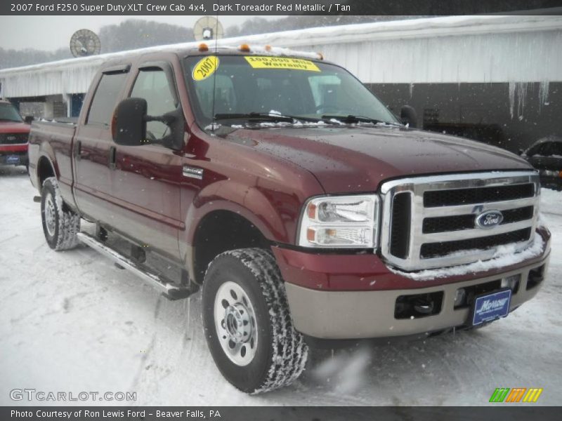 Dark Toreador Red Metallic / Tan 2007 Ford F250 Super Duty XLT Crew Cab 4x4
