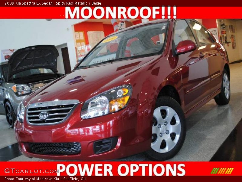 Spicy Red Metallic / Beige 2009 Kia Spectra EX Sedan