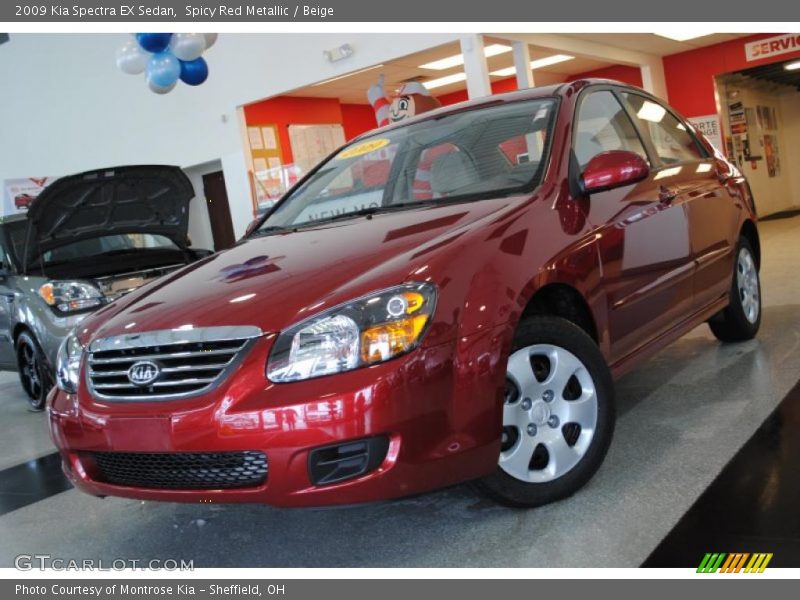 Spicy Red Metallic / Beige 2009 Kia Spectra EX Sedan