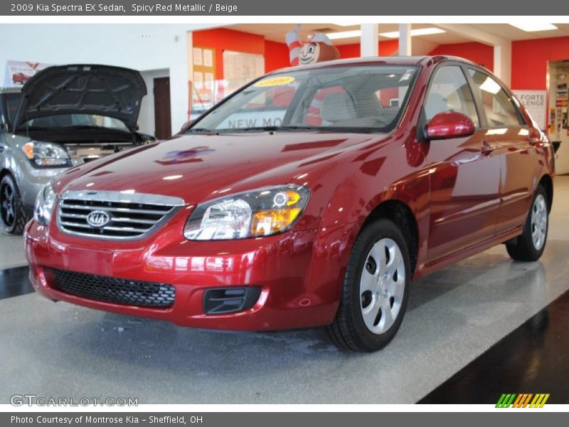 Spicy Red Metallic / Beige 2009 Kia Spectra EX Sedan