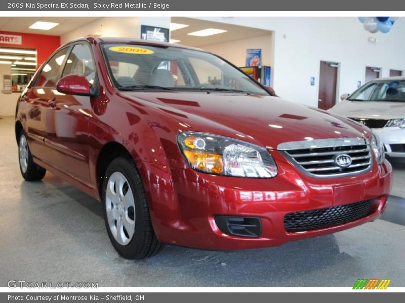 Spicy Red Metallic / Beige 2009 Kia Spectra EX Sedan