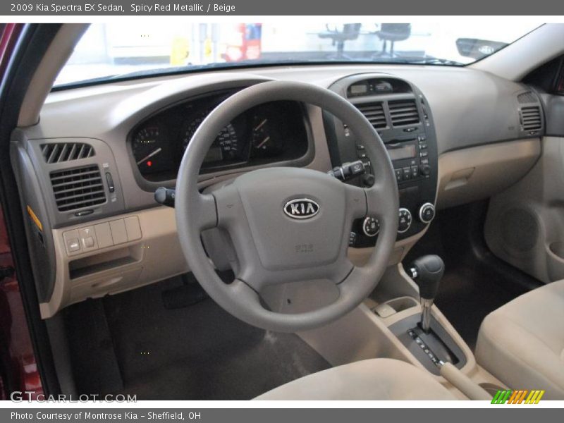 Spicy Red Metallic / Beige 2009 Kia Spectra EX Sedan