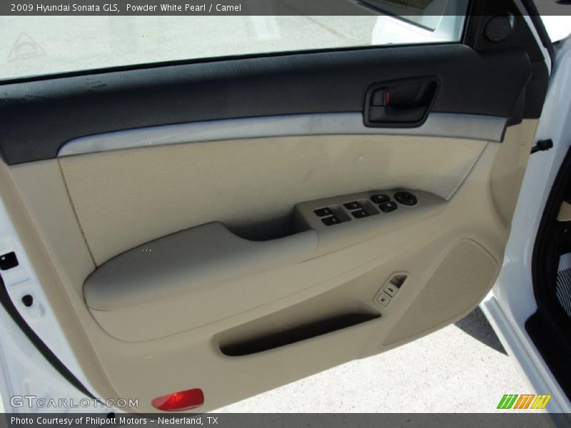 Powder White Pearl / Camel 2009 Hyundai Sonata GLS