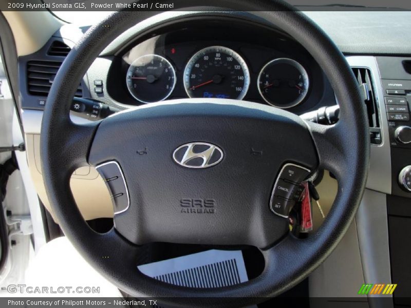 Powder White Pearl / Camel 2009 Hyundai Sonata GLS