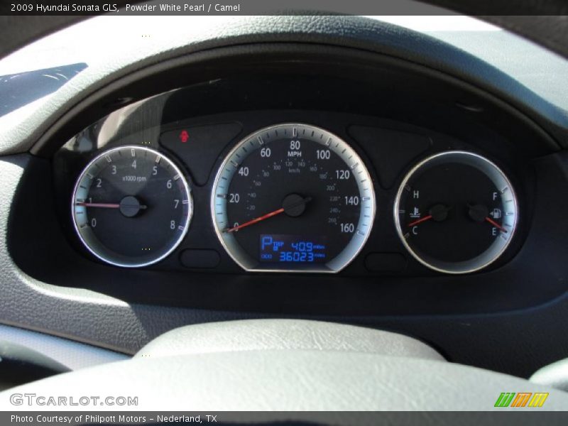 Powder White Pearl / Camel 2009 Hyundai Sonata GLS