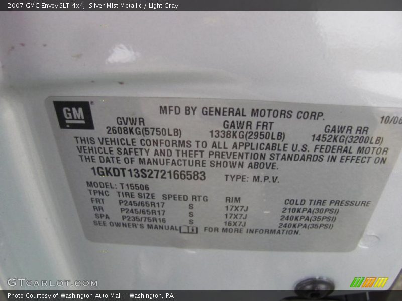Silver Mist Metallic / Light Gray 2007 GMC Envoy SLT 4x4