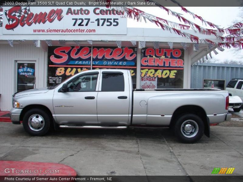 Bright Silver Metallic / Dark Slate Gray 2003 Dodge Ram 3500 SLT Quad Cab Dually