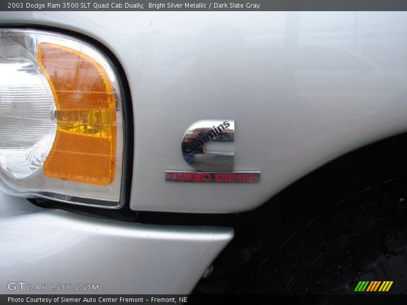 Bright Silver Metallic / Dark Slate Gray 2003 Dodge Ram 3500 SLT Quad Cab Dually