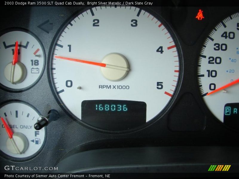 Bright Silver Metallic / Dark Slate Gray 2003 Dodge Ram 3500 SLT Quad Cab Dually