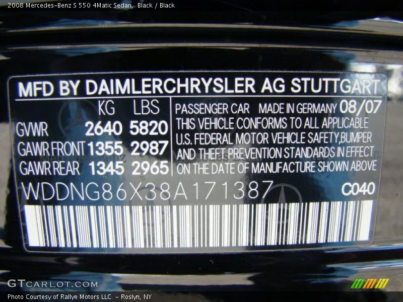 Black / Black 2008 Mercedes-Benz S 550 4Matic Sedan