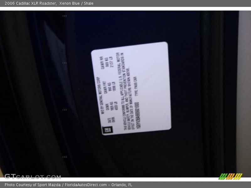 Xenon Blue / Shale 2006 Cadillac XLR Roadster