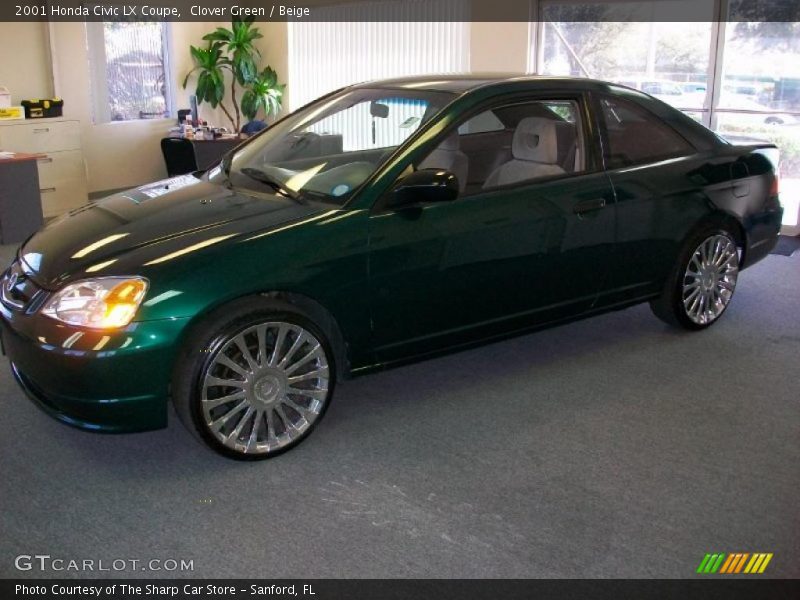 Clover Green / Beige 2001 Honda Civic LX Coupe